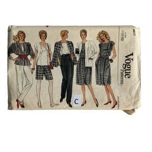 Vtg 80s VOGUE Sewing Pattern 8617 Skirt Jacket Pants Shorts Top Pleated Sz 8